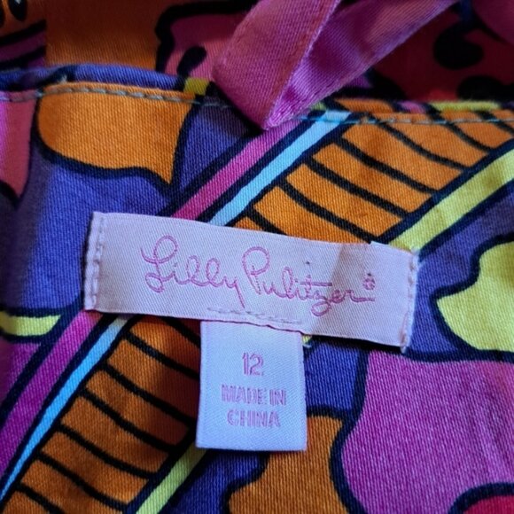 Lilly Pulitzer girls size 12 sun dress bright color elastic back gathering GUC - Picture 3 of 5